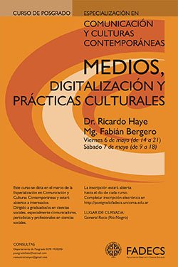 CURSO DE POSTGRADO “MEDIOS, DIGITALIZACIÓN Y PRÁCTICAS CULTURALES”